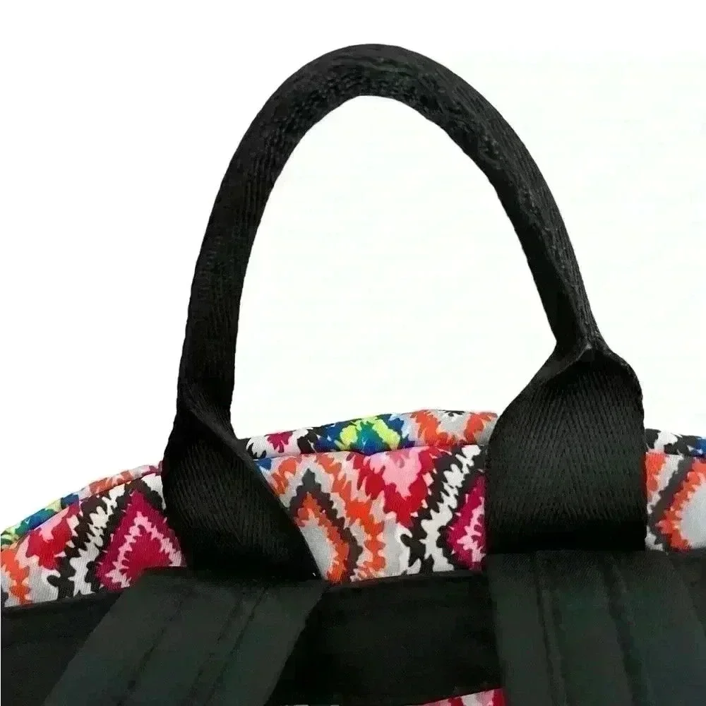 GO! SAC Backpack Colorful Geometric Side Pockets Black Straps